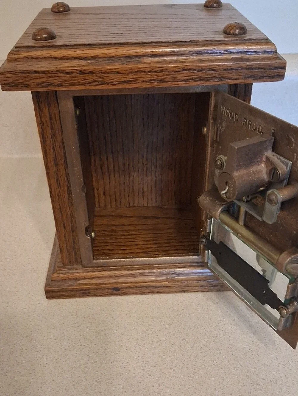 Antique Style Oak Deposit Box with Number 424 - Homemade